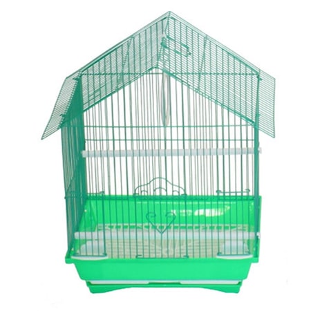 Fancy Feline 11 x 9 x 16 in. House Top Style Small Parakeet Cage, Green FA2690784