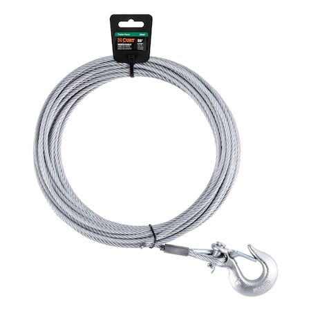 Curt 50' Winch Cable with Snap Hook, 5,600 lbs 29461