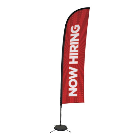 Showdown Displays 13 Ft  Premium Blade Sail Sign Kit (Double-Sided With Spider Base) - Now Hiring Red Burst 908121-003