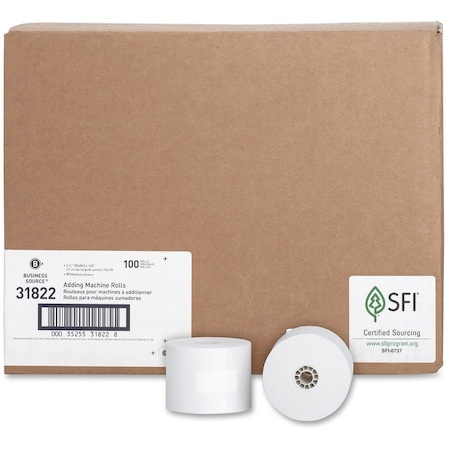 Business Source Paper Roll, 165 ft, White, PK100 BSN31822