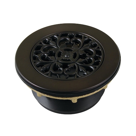 Kingston Brass 4-1/4" Brass Round Grid Shower Base Drain with Flange, Oil Rubbed Bronze BSFT4135
