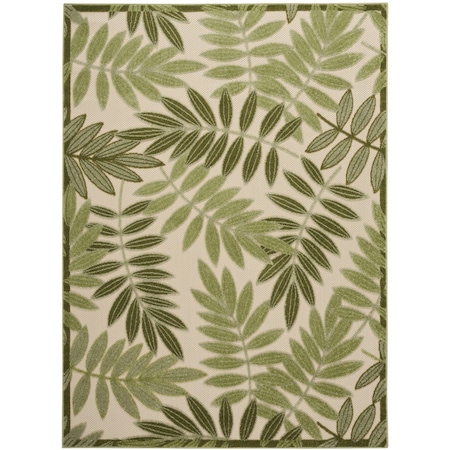 Homeroots 6' X 9' Ivory And Green Palm Leaf Indoor Outdoor Area Rug 548079