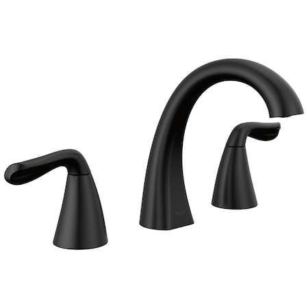 Delta Arvo Two Handle Widespread Bathroom Faucet In Matte Black 35840LF-BL