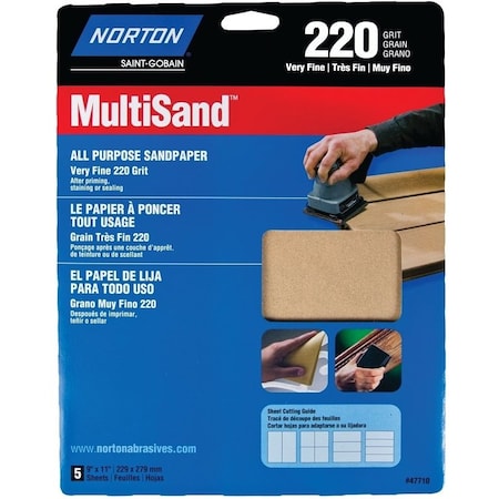 Norton Abrasives SANDPAPR ALL PUR 220G, 5PK 07660747710