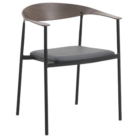 Leisuremod Kora Modern Leather Dining Arm Chair with Iron Legs Brown/Black KCWN-21BL