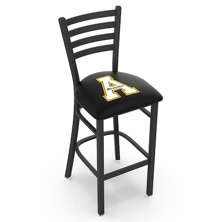 Holland Bar Stool Co 30" Blk Wrinkle Appalachian State Stationary Bar Stool, Ladder Back L00430AppStU