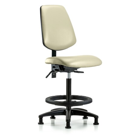 Blue Ridge Ergonomics High Bench Chair No Arms, 26" to 35" Height, Vinyl, Adobe White BR-VHBCH-MB-RG-T0-A0-BF-RG-8501