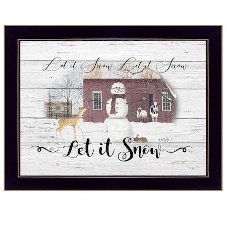 Homeroots Let It Snow 1 Black Framed Print Wall Art 415841