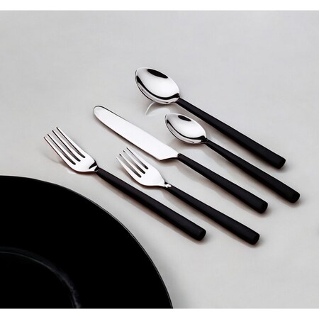Homeroots Matte Black Stainless Steel Five Piece Hand Forged Place Setting 568257