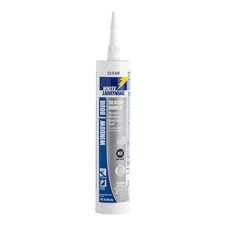 White Lightning Silicone Sealant, 6 " L, 8 " W, Clear W31111010