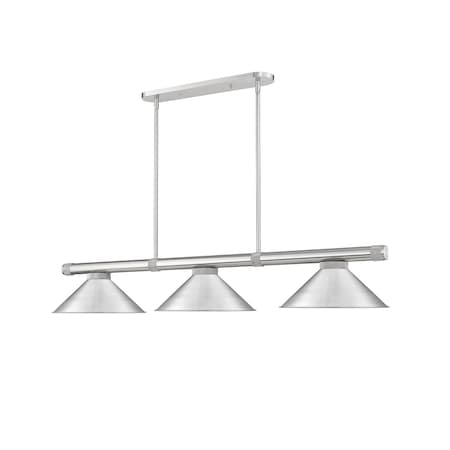 Z-Lite Vanguard Brushed Nickel 3 Light Billiard 3050-3BN-BN15