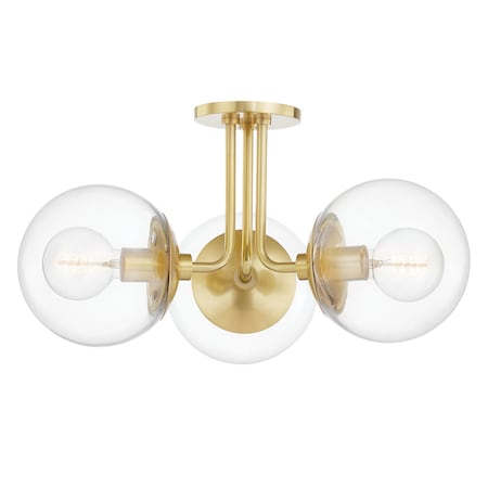 Mitzi Meadow 3 Light Semi Flush 8.25 In. Aged Brass H503603-AGB