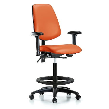 Blue Ridge Ergonomics High Bench Chair Adjustable Arms, 26" to 35" Height, Vinyl, Orange Kist BR-VHBCH-MB-RG-T1-A1-BF-RC-8613