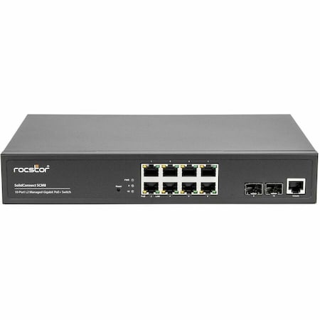 Rocstor SolidConnect SCM8 8-Port PoE+ Gigabit Managed Switch with 2 SFP Ports (Y10S009-B1) Y10S009-B1