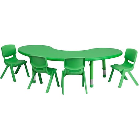 Flash Furniture Kidney Activity Table, Plastic, Steel, Green YU-YCX-0043-2-MOON-TBL-GREEN-E-GG