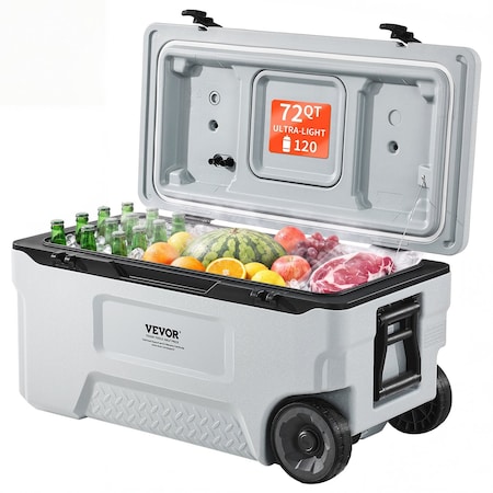 Vevor Portable Cooler 74 QT Insulated Wheeled Cooler 120 Can Capacity with Cup Holder HS915