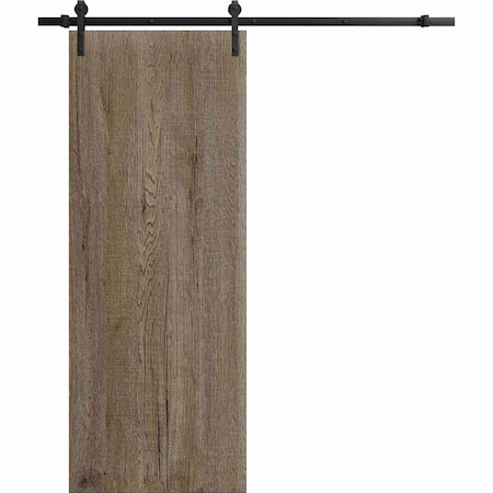 Sartodoors Modern Barn Door 18 x 80 inches, BASIC 3001 Antique Oak, 6.6FT Rail Track Heavy Hardware Set, Sol BASIC3001BD-B-OANTI-18