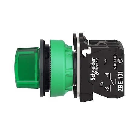 Schneider Electric SelectorSwitch, Illum, 2Pos, 30mm, Green XB5FK123G5