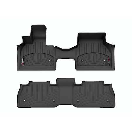 Weathertech Black, Front and Rear Floorliners Over The Hump 441735-1-2