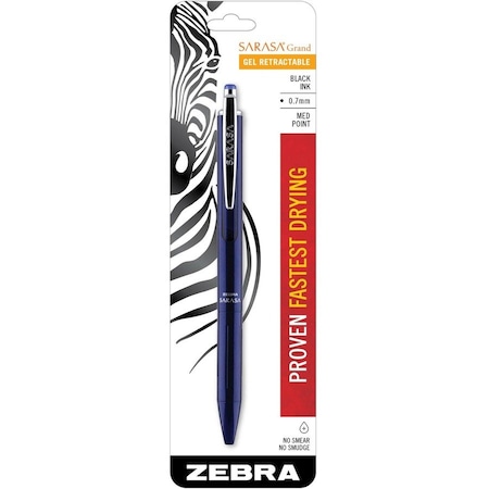 Zebra Pen Sarasa Grand Retractable 0.7mm Navy Barrel/Black Ink 1pk 45211