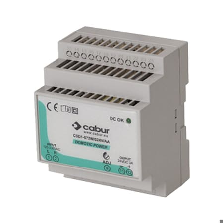 Automation Systems Interconnect 24 Vdc, 72W DIN Rail Power Supply, Low Profile, Compact, 120Vac Input, 24Vdc, 3A Output XCSD1072W024VAA