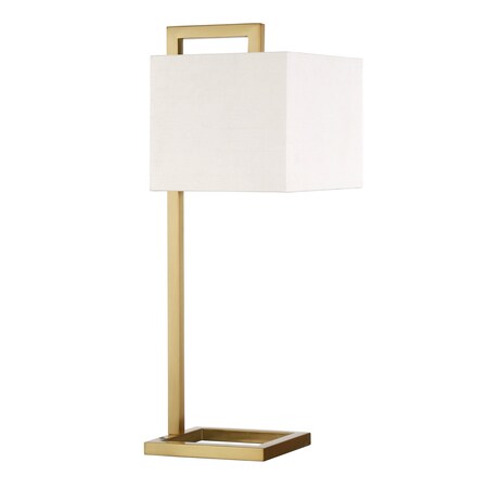 Homeroots 26" Gold Metal Arched Table Lamp With White Square Shade 524314
