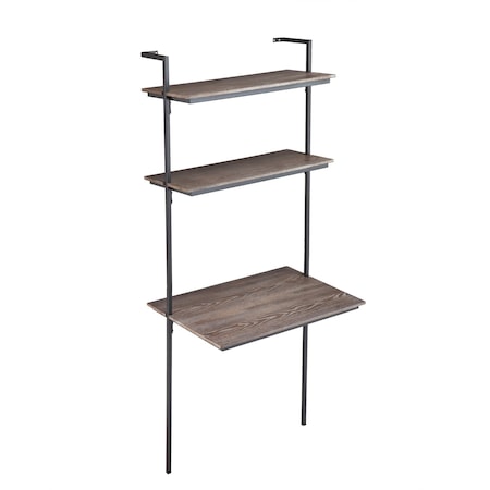 Homeroots Burnt Oak Wall Mounted Floating Desk 402035