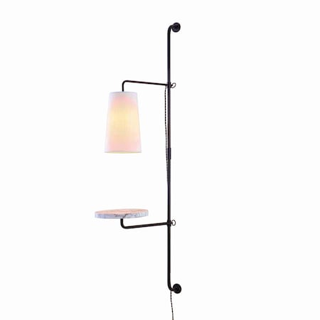 Jonathan Y Andre 11.5" 1-Light Contemporary Industrial Iron Plug-In w/Adjustable White Marble Table LED Sconce, JYL1304A