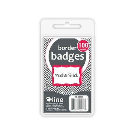 C-Line Products 3-1/2" x 2-1/4" Blue Border Self-Adhesive Name Tags, 100/BX, 10BX/CT 92264-CT