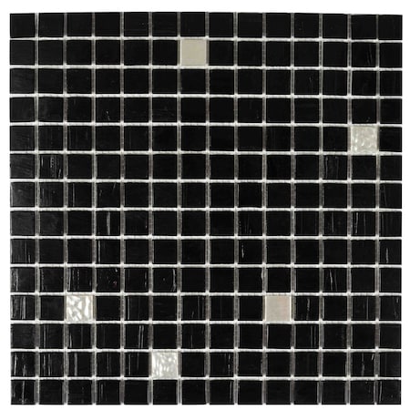 Apollo Tile Mingles 12 in. x 12 in. Glossy Black and White Glass Mosaic Wall and Floor Tile 20 sqft/case, 20PK MIX2088BK909A
