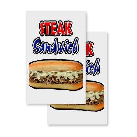 Signmission Steak Sandwich, Vinyl Decals Only 24 Inch x 36 Inch, Vinyl Decal, 2PK DSB-2436-2PACK-Steak Sandwich