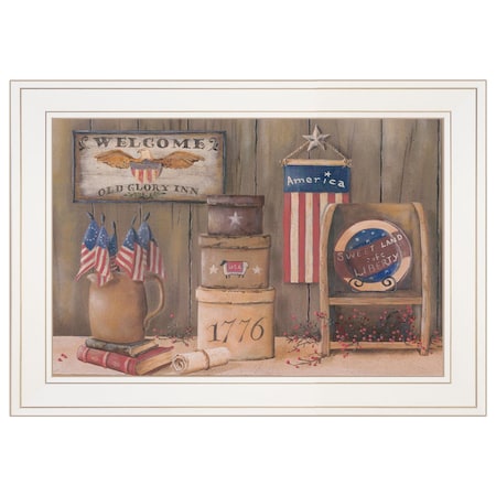 Homeroots Sweet Land of Liberty 2 White Framed Print Wall Art 404732