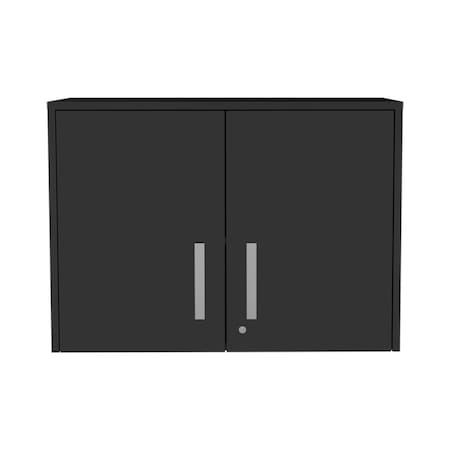 Homeroots 20in Black Wood Wall Mounted Storage Cabinet With Two Doors 479987