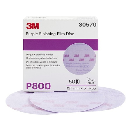 3M Finishing Film Abrasive Disc, Aluminum Oxide, P800 Grit, Coated Type, 260L 7100122802