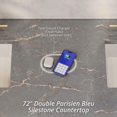 James Martin Vanities Chicago 72in Double Vanity, Walnut Whisper, w/ 3 CM Parisien Bleu Silestone Top 503-V72-WLW-FPBL