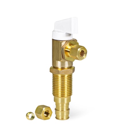Everflow Icemaker Replacement Valve 1/2" PEX A Inlet x 1/4" Compression Outlet, Lead Free Brass 545F
