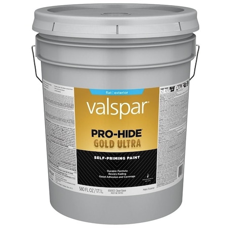 Valspar Pro-Hide Gold Ultra 6500 Latex Paint, Acrylic Base, Flat Sheen, Clear Base, 5 gal 028.0065003.008