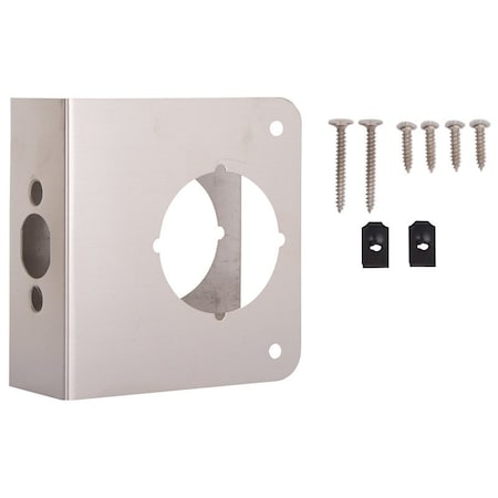 Prosource Door Reinforcer, 2-3/4 in Backset, 1-3/4 in Thick Door, Steel, Satin Nickel, 4-1/2 in H HSH-046SBN-PS