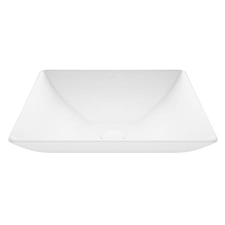 Vigo Hibiscus Modern White Matte Stone 16 in. L x 16 in. W x 5 in. H Square Vessel Bathroom Sink VG04004