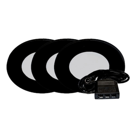 Westgate 12V 3-PACK KIT SLIM PUCK LIGHT, ETL, 4000K, BLACK, 2W PL12-3KIT-40K-BK