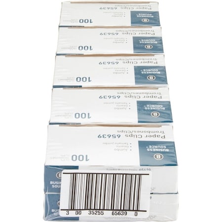 Business Source Paper Clip, Silver, Steel, PK10 BSN65639