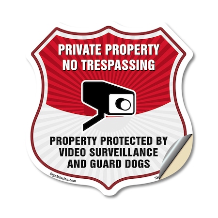 Signmission Private Property Shield Sign No Trespass, 18 Inch X 18 Inch, Vinyl Decal SHI-D-18-443