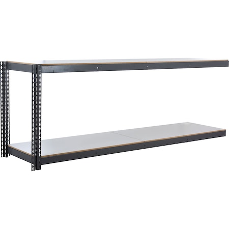Global Industrial 2 Shelf, Standard Duty Boltless Shelving, Add On, 96"Wx24"Dx36"H, Laminate Deck B3171275