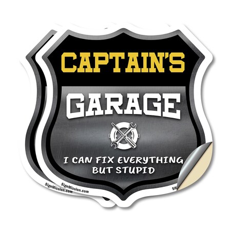 Signmission Captain's Garage I Can Fix Everything But Stupid, 12 inch X 12 inch, Vinyl Decal, 2PK SHI-D-2PACK-12-490-CAPTAIN