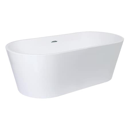 Kingston Brass 71" Acrylic Oval Double Ended Freestanding Tub with Drain, Glossy White VTDE713223T