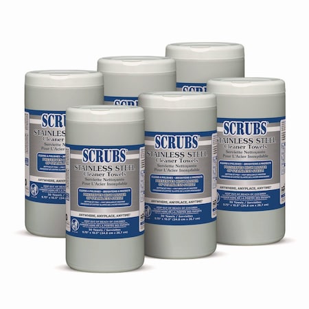 Scrubs Stainless Steel Cleaner Towels, 30/Canister, PK6 91930