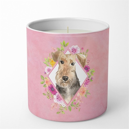Carolines Treasures 10 oz Airedale Terrier Pink Flowers Decorative Soy Candle CK4204CDL