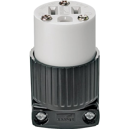 Eaton Wiring Devices Straight Blade Connector, 5-15R, 15 A, 125V AC, 2 Pole, 3 Wire, Screw Terminals, Black, White 5269/10