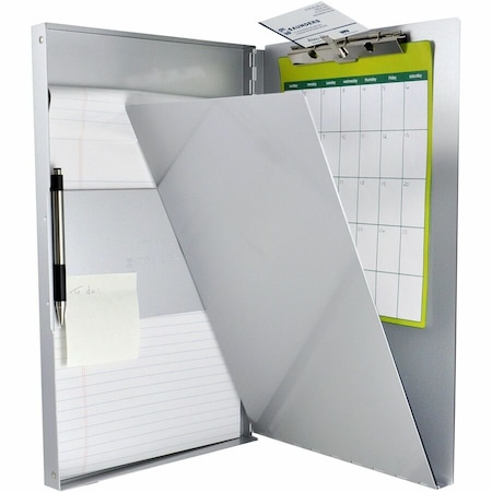 Zoro Select 8-1/2" x 14" Portable Storage Clipboard 3/8", Silver 10519