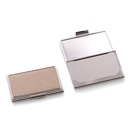 Buena Voluntad International  Nickel Plated Business Card Case with Beige Stingray Design BU2825464